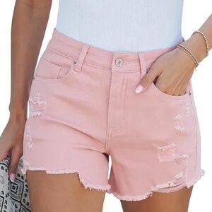 Pink Distressed Shorts